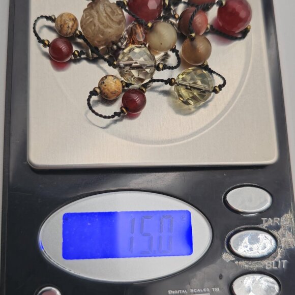 18 Inch Sterling Silver And Cord Handmade Various Stones Necklace A1859 - Picture 7 of 7